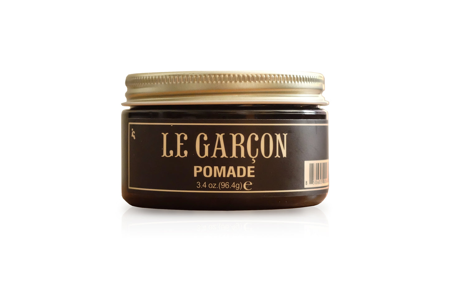 Open jar of Le Garçon Hair Styling Pomade in a white background, premium men's hair product